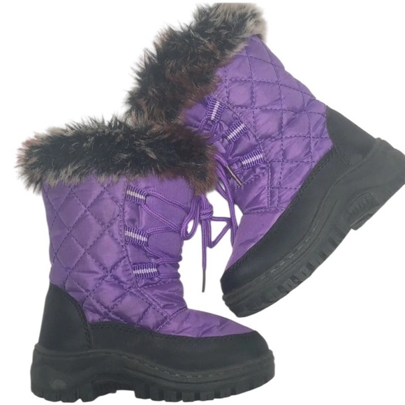 Snow Tec Other - Snow Tec Toddlers Quilted Snow Boots Purple with Faux Fur Trim (5-Toddler)